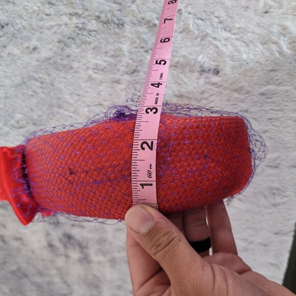 Scala Womens Vintage Red Dress Hat Paper Straw Flower Bow Mesh Formal Cap - Picture 4 of 9